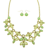 Mi Amore Necklace-Earring-Set Green/Gold-Tone