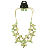 Mi Amore Necklace-Earring-Set Green/Gold-Tone