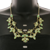 Mi Amore Necklace-Earring-Set Green/Gold-Tone