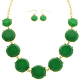 Mi Amore Necklace-Earring-Set Green/Gold-Tone