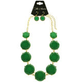 Mi Amore Necklace-Earring-Set Green/Gold-Tone