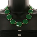 Mi Amore Necklace-Earring-Set Green/Gold-Tone