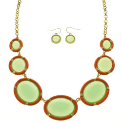 Mi Amore Necklace-Earring-Set Green/Orange