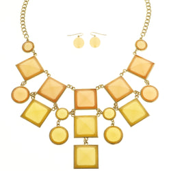 Mi Amore Necklace-Earring-Set Peach/Yellow