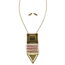 Mi Amore Necklace-Earring-Set Gold-Tone/Red