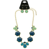 Mi Amore Necklace-Earring-Set Blue/Gold-Tone