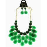 Mi Amore Necklace-Earring-Set Green/Gold-Tone