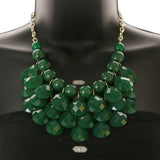 Mi Amore Necklace-Earring-Set Green/Gold-Tone