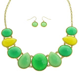 Mi Amore Necklace-Earring-Set Green/Gold-Tone