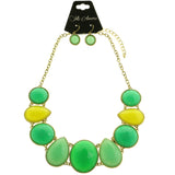 Mi Amore Necklace-Earring-Set Green/Gold-Tone