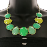 Mi Amore Necklace-Earring-Set Green/Gold-Tone