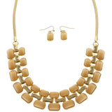 Mi Amore Necklace-Earring-Set Peach/Gold-Tone