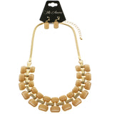 Mi Amore Necklace-Earring-Set Peach/Gold-Tone