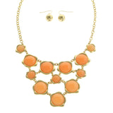 Mi Amore Necklace-Earring-Set Peach/Gold-Tone