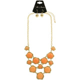 Mi Amore Necklace-Earring-Set Peach/Gold-Tone