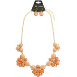 Mi Amore Necklace-Earring-Set Peach/Gold-Tone