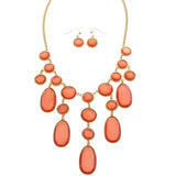 Mi Amore Necklace-Earring-Set Pink/Gold-Tone