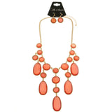 Mi Amore Necklace-Earring-Set Pink/Gold-Tone