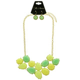 Mi Amore Necklace-Earring-Set Green/Gold-Tone