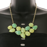 Mi Amore Necklace-Earring-Set Green/Gold-Tone