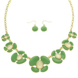 Mi Amore Necklace-Earring-Set Green/Gold-Tone