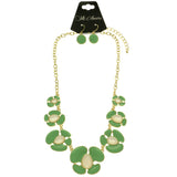 Mi Amore Necklace-Earring-Set Green/Gold-Tone