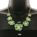 Mi Amore Necklace-Earring-Set Green/Gold-Tone