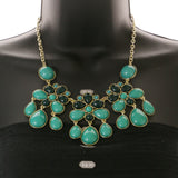 Mi Amore Necklace-Earring-Set Green/Gold-Tone