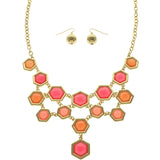 Mi Amore Necklace-Earring-Set Pink/Gold-Tone