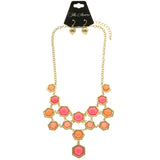 Mi Amore Necklace-Earring-Set Pink/Gold-Tone