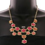 Mi Amore Necklace-Earring-Set Pink/Gold-Tone