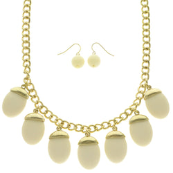 Mi Amore Necklace-Earring-Set White/Gold-Tone
