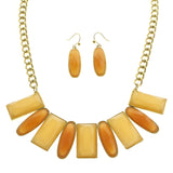 Mi Amore Necklace-Earring-Set Peach/Gold-Tone