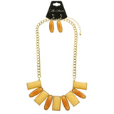 Mi Amore Necklace-Earring-Set Peach/Gold-Tone