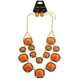 Mi Amore Necklace-Earring-Set Orange/Gray