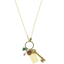 Mi Amore Key Clock Pendant-Necklace Gold-Tone & Copper-Tone