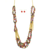 Mi Amore Necklace-Earring-Set Multicolor/Gold-Tone