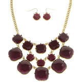 Mi Amore Necklace-Earring-Set Purple/Gold-Tone