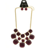 Mi Amore Necklace-Earring-Set Purple/Gold-Tone