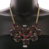 Mi Amore Necklace-Earring-Set Purple/Gold-Tone