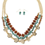 Mi Amore Necklace-Earring-Set Multicolor/Gold-Tone