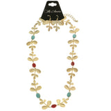 Mi Amore Leaves Necklace-Earring-Set Multicolor/Gold-Tone