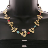 Mi Amore Leaves Necklace-Earring-Set Multicolor/Gold-Tone