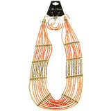 Mi Amore Necklace-Earring-Set Peach/Gold-Tone