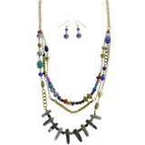 Mi Amore Necklace-Earring-Set Blue/Gold-Tone