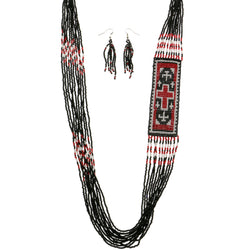 Mi Amore Necklace-Earring-Set Black/Red