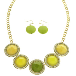 Mi Amore Necklace-Earring-Set Green/Yellow