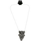 Mi Amore Owl French Coins Statement-Necklace Silver-Tone & Black