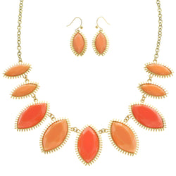 Mi Amore Necklace-Earring-Set Peach/Gold-Tone