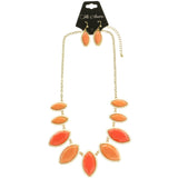 Mi Amore Necklace-Earring-Set Peach/Gold-Tone